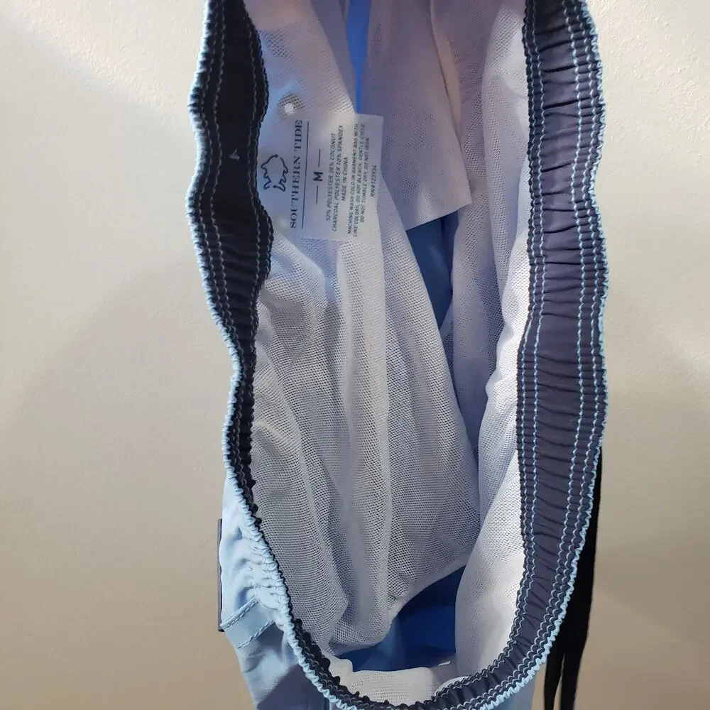 Southern Tide Swim Trunks Men's Medium Light Blue Lined Swim Shorts EUC